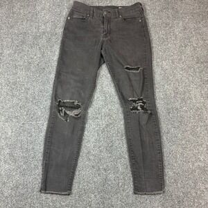VTG Pistola Distressed Skinny Jeans Faded Black Raw Hem Womens Size 28 28x26